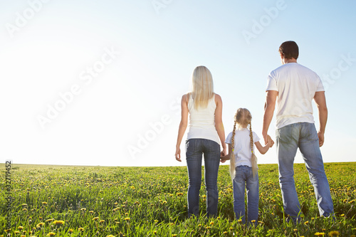 Family in the lush field