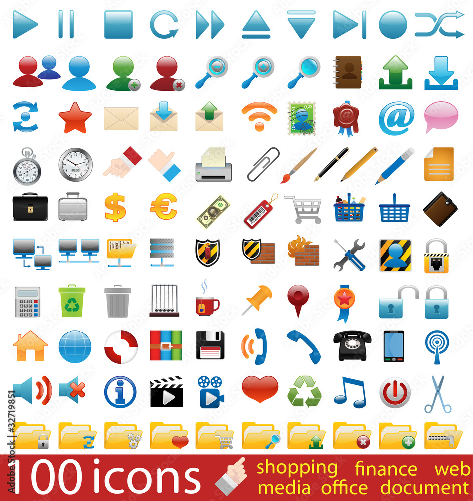 Hundred shiny vector Icons for Web Applications