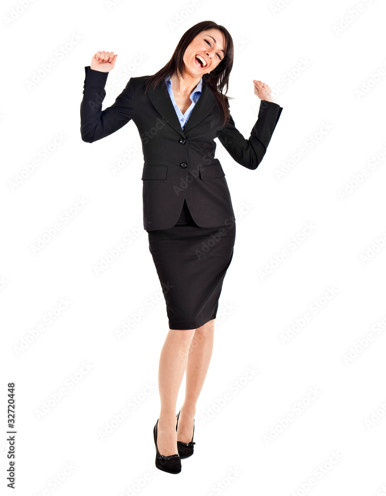 Businesswoman in victorious pose full length isolated on white Businesswoman in victorious pose full length isolated on white