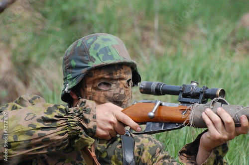 German sniper.WW2 reenacting. Kiev,Ukraine