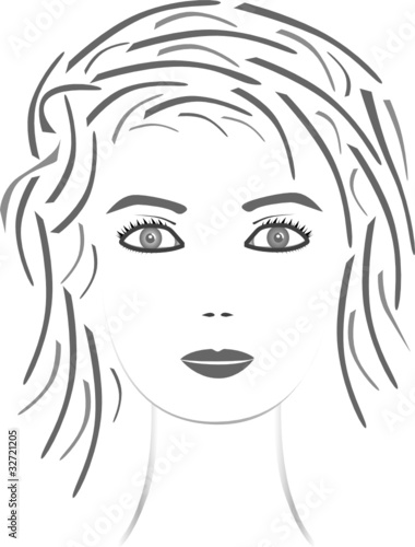 Beautiful face girl. Vector illustration
