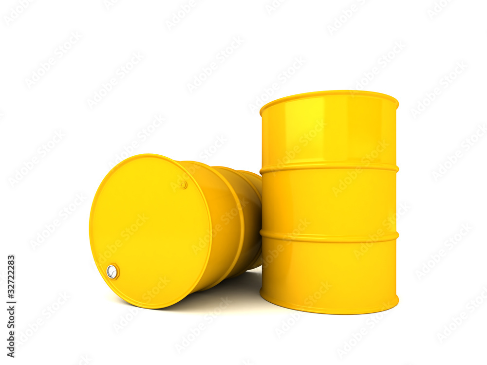 Two oil barrels 3D render Two oil barrels 3D render