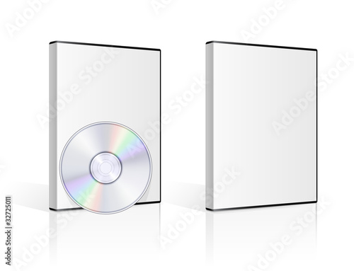 DVD case and disk on white background