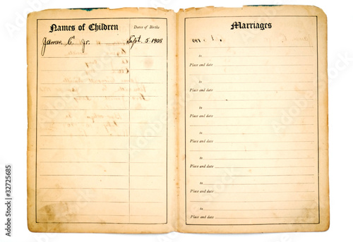 Pages From Vintage Family Bible