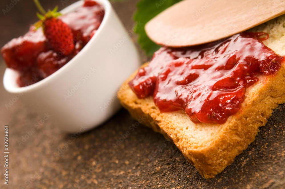 Wild strawberry jam with toast Wild strawberry jam with toast