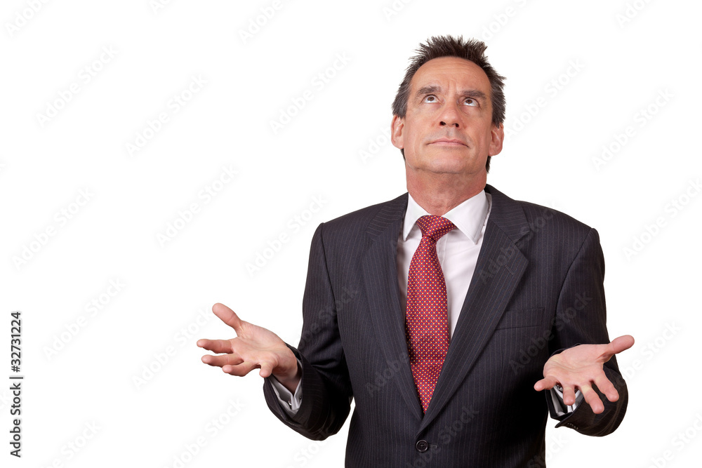 Exasperated Middle Age Business Man in Suit Raising Eyes Exasperated Middle Age Business Man in Suit Raising Eyes