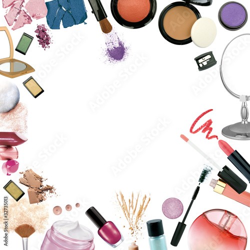 Various cosmetics isolated on white background