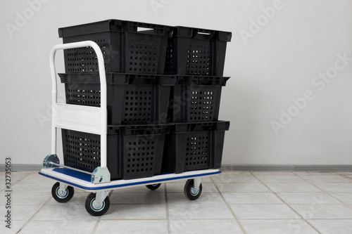 Fototapeta Transport warehouse cart with containers #2