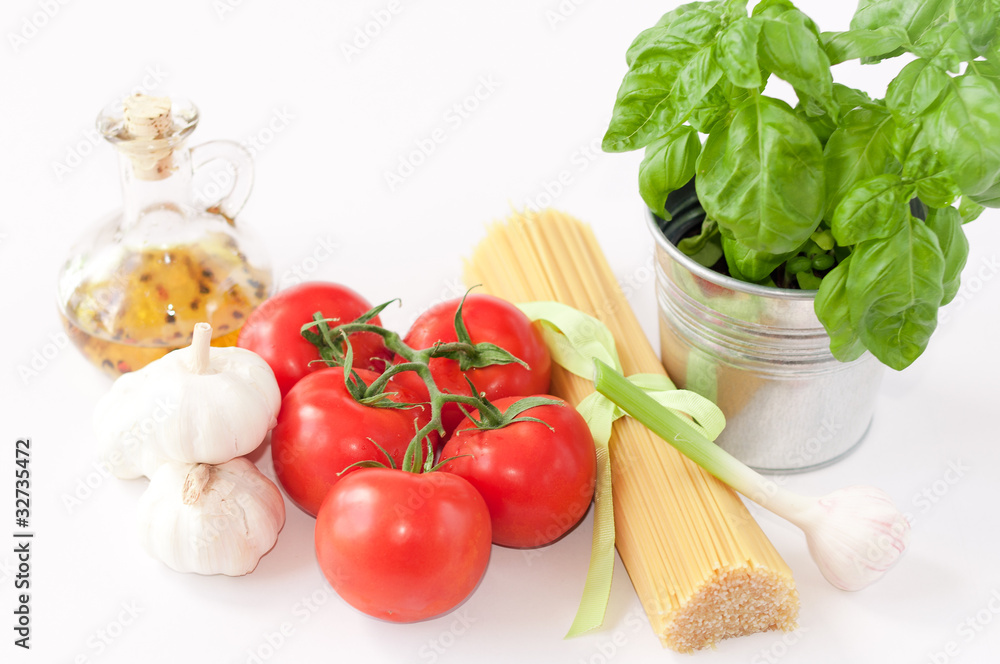pasta ingredients isolated on white background pasta ingredients isolated on white background