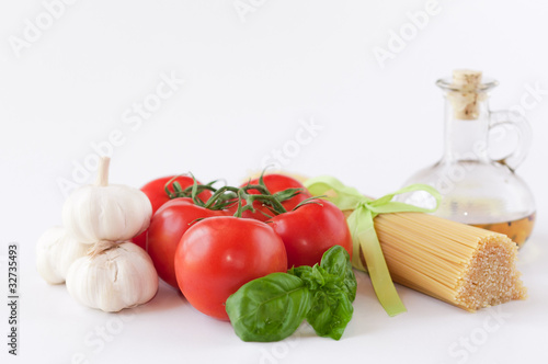 pasta ingredients isolated on white background
