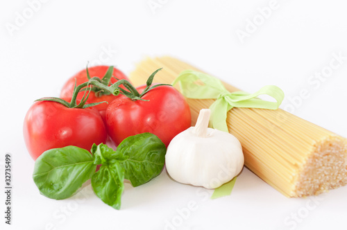 pasta ingredients isolated on white background