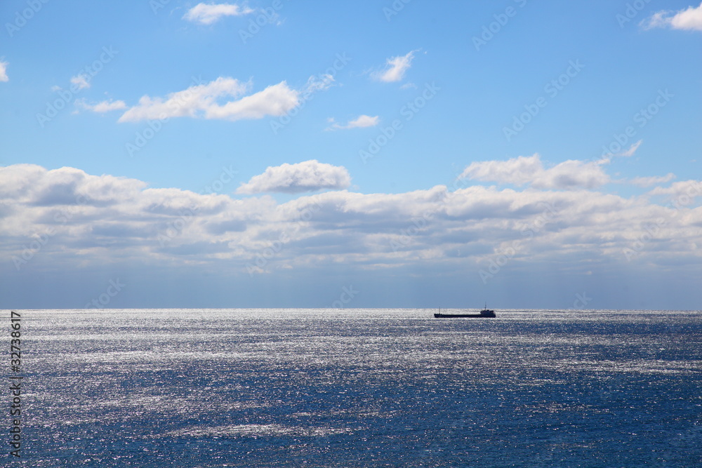 Crimea. The ships on sea horizon