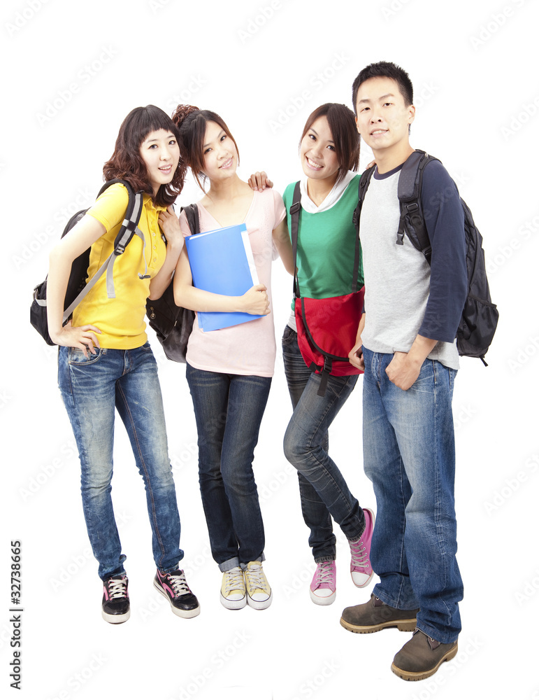 Happy group of young asian students standing together Happy group of young asian students standing together