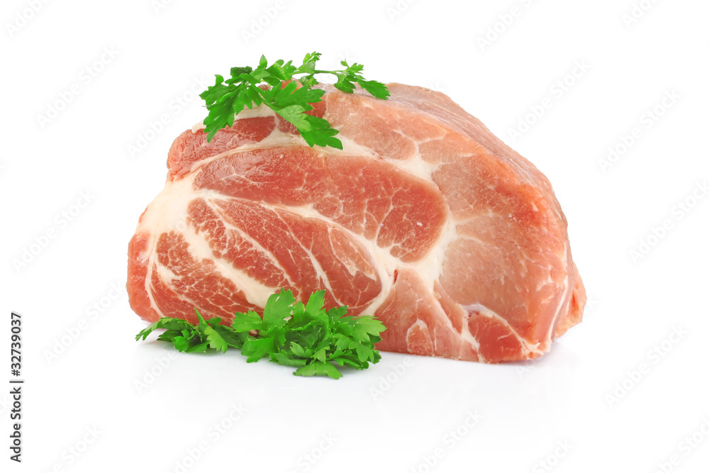 fresh raw meat with greens