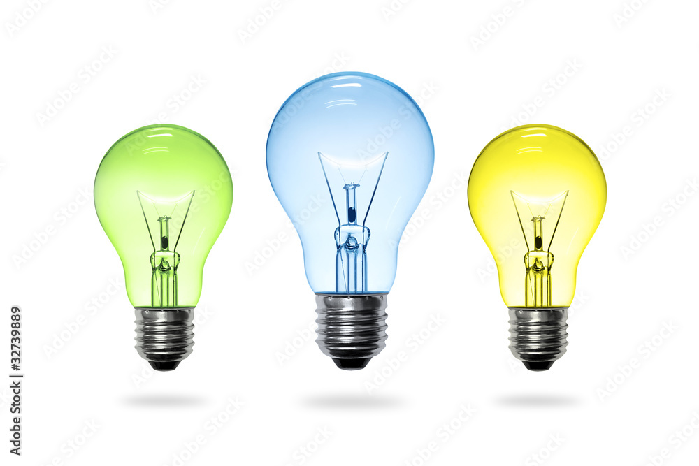 colorful light bulb on white background. colorful light bulb on white background.