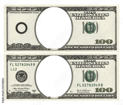 blank hundred dollars bank note CLIPPING PATCH included © Aliaksandr Ivanou