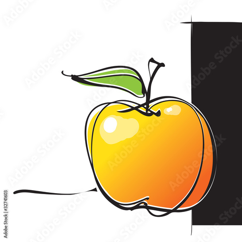 apple icon, freehand drawing vector