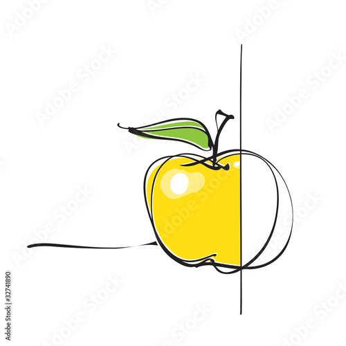apple icon, partly colored - partly not (vector)