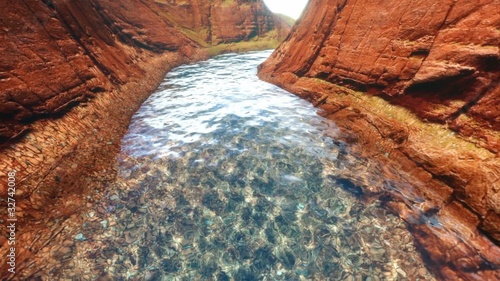 Red rock and River Camera Flying
