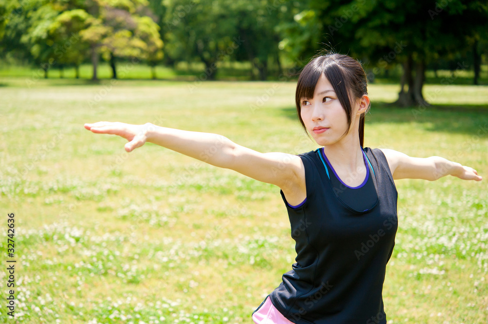 beautiful asian woman exercising in the park beautiful asian woman exercising in the park