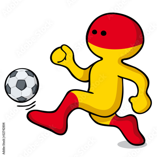 spanien fussball-maskottchen spielt fussball