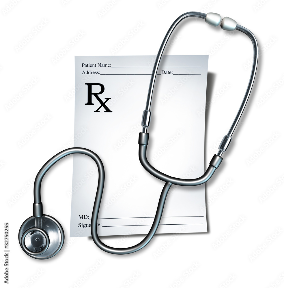 Medical prescription with stethoscope Medical prescription with stethoscope