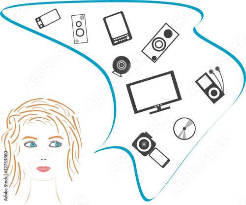 beauty girl dream about shopping digital electronic