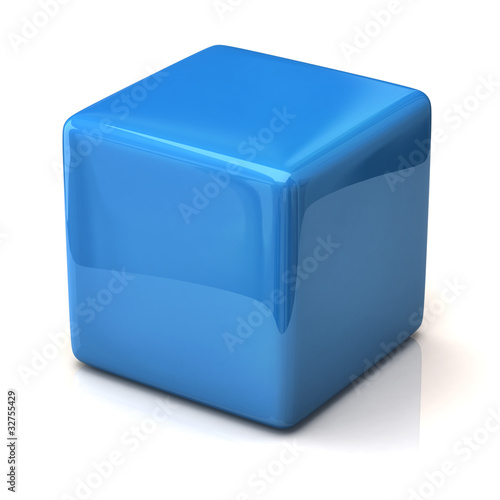 Blue cube isolated on white background
