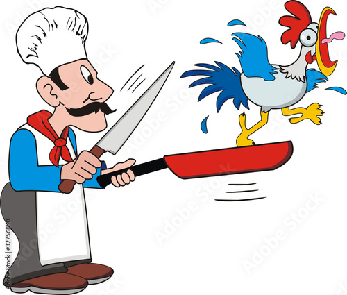 cook and chicken
