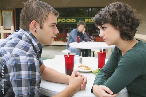 couple in a fight as a young man looks on troutdale oregon usa