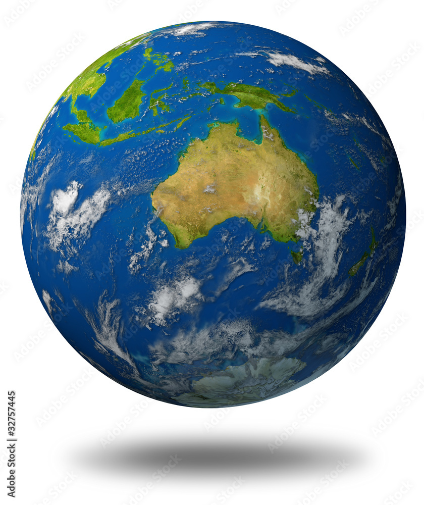 Earth model planet featuring The continent of Australia