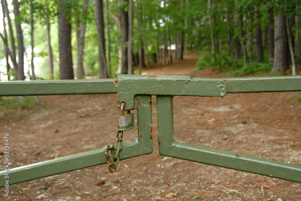 National park closed gate pathway to nature National park closed gate pathway to nature