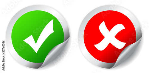 Tick and cross vector security stickers