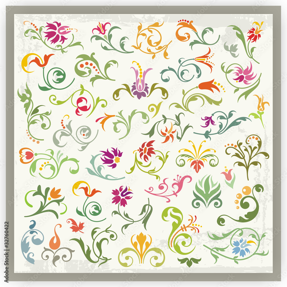 Floral Ornamental Designs Set Floral Ornamental Designs Set