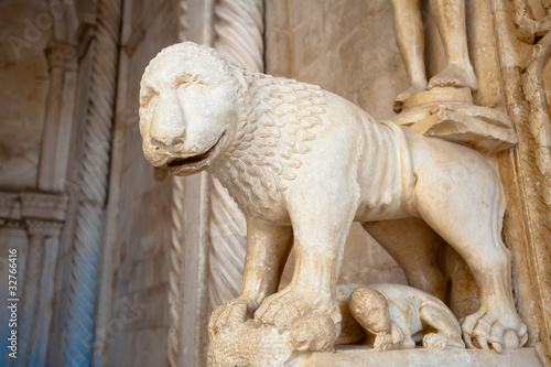 Lion statue at Cathedral of St. Lawrence in Trogir