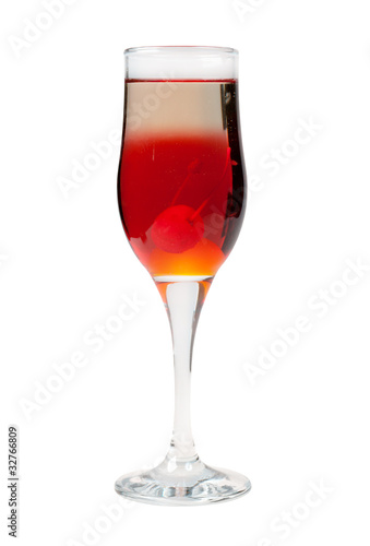 cocktail  with cherry closeup