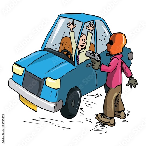 Cartoon Driver being held up