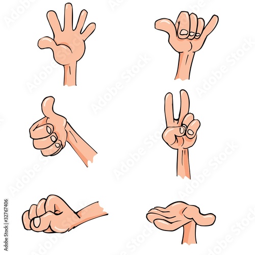 Set of Cartoon hands in everyday poses