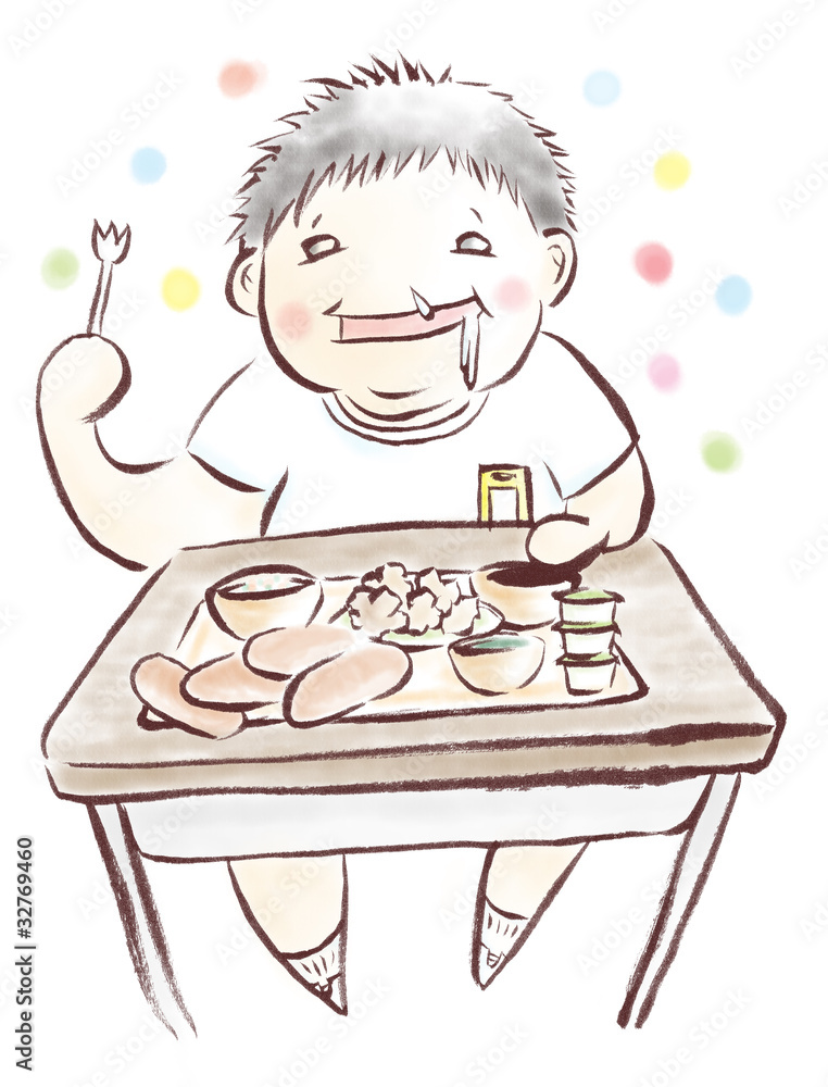 給食と太った子供 Stock イラスト Adobe Stock