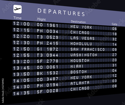Departures - destinations in USA
