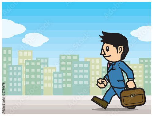 街　歩く　ビジネスマン