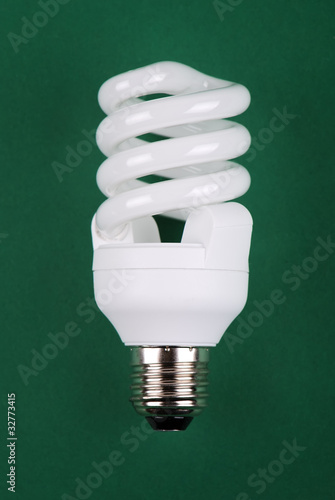 energy saving bulb on green