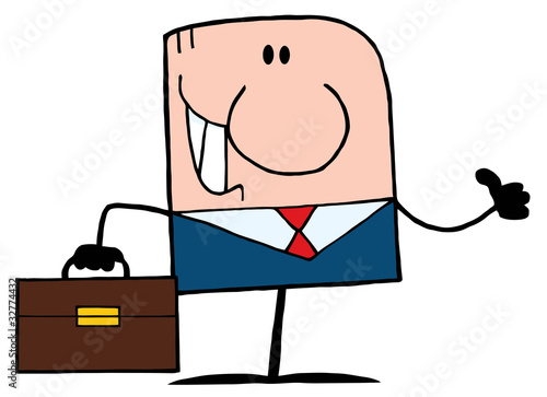 Cartoon Doodle Businessman Holding A Thumb Up