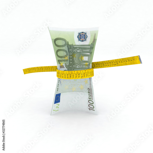 Foto 100 euro money in measuring tape