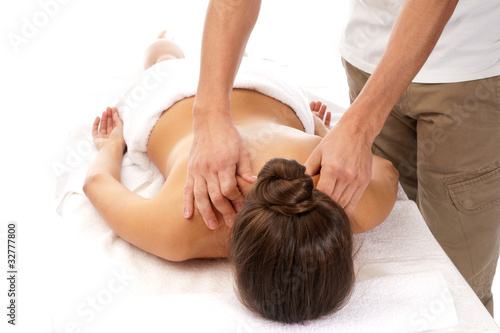 Unrecognizable woman receiving massage relax treatment close-up