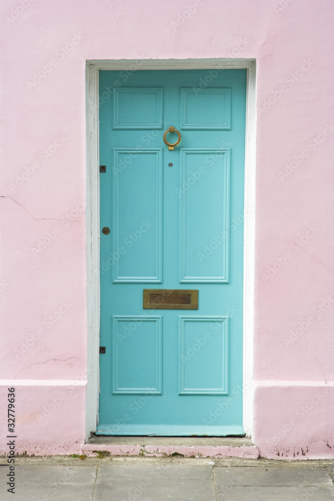 Pink house, blue door