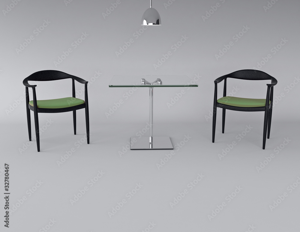 Fototapeta premium Interno con 2 sedie e tavolino