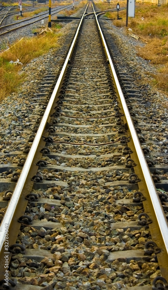 Fototapeta premium Line of railway crossing in rural of Thailand.
