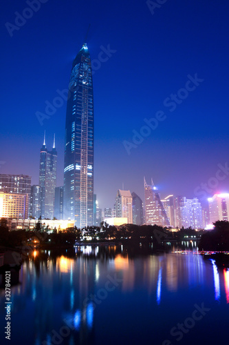 Photography shenzhen skyline at night