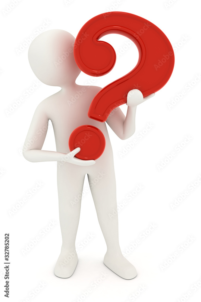 3d man holding question mark 3d man holding question mark